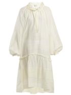 Matchesfashion.com Lee Mathews - Valentine Cotton And Silk Blend Dress - Womens - Ivory