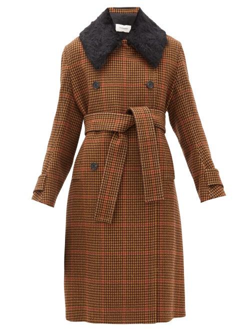 Matchesfashion.com Wales Bonner - Double Breasted Houndstooth Wool Blend Coat - Womens - Brown Multi