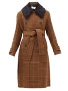 Matchesfashion.com Wales Bonner - Double Breasted Houndstooth Wool Blend Coat - Womens - Brown Multi