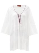 Matchesfashion.com Missoni - Tie-neck Zigzag-knitted Cover Up - Womens - White