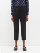 Comme Des Garons Comme Des Garons - Cropped Wool-twill Tapered-leg Trousers - Womens - Black
