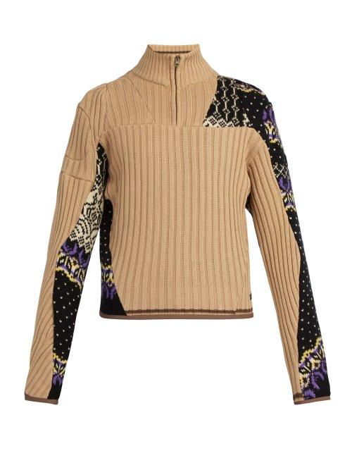 Matchesfashion.com Gmbh - Arthur One Of A Kind Panelled Wool Sweater - Mens - Brown