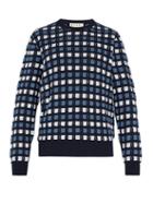 Matchesfashion.com Marni - Textured Crew Neck Knitted Cotton Sweater - Mens - Blue