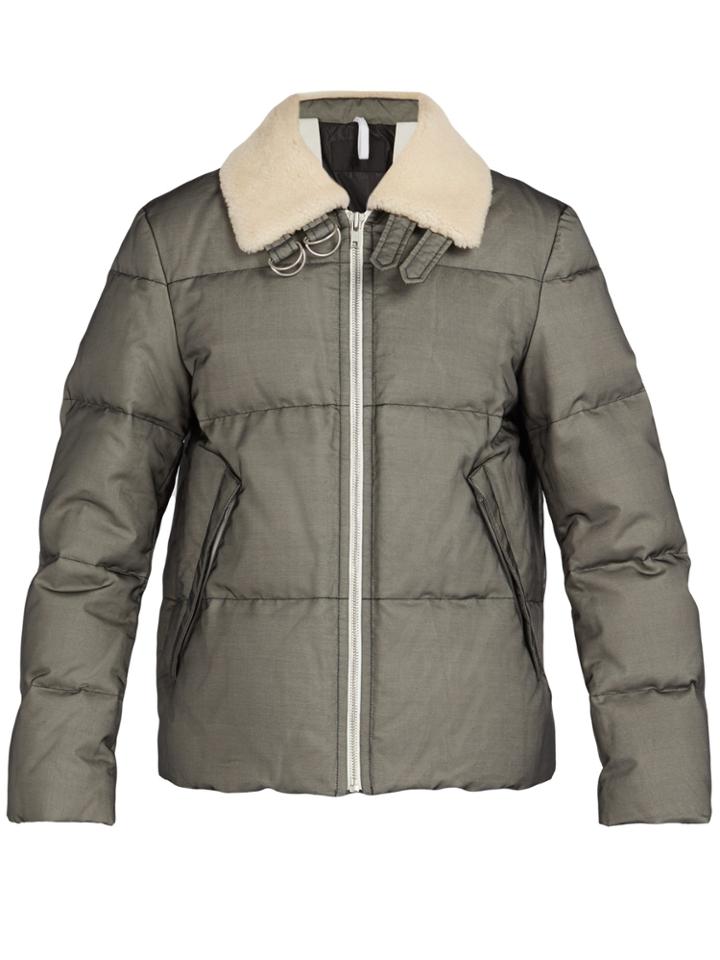 Helmut Lang Shearling-trimmed Silk-organza Down Jacket
