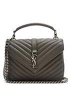 Matchesfashion.com Saint Laurent - Collge Quilted Leather Cross Body Bag - Womens - Dark Grey