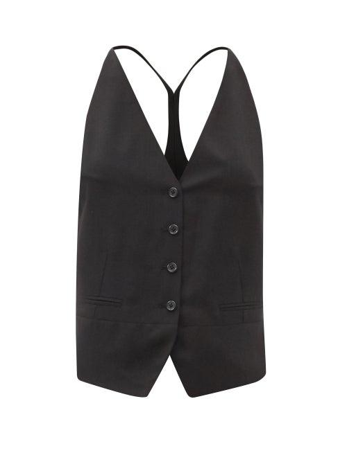 Matchesfashion.com Ann Demeulemeester - Single-breasted Fleecewool-twill Waistcoat - Womens - Black