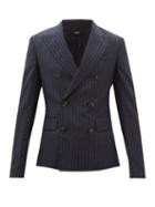 Amiri - Double-breasted Logo-pinstriped Wool Blazer - Mens - Navy