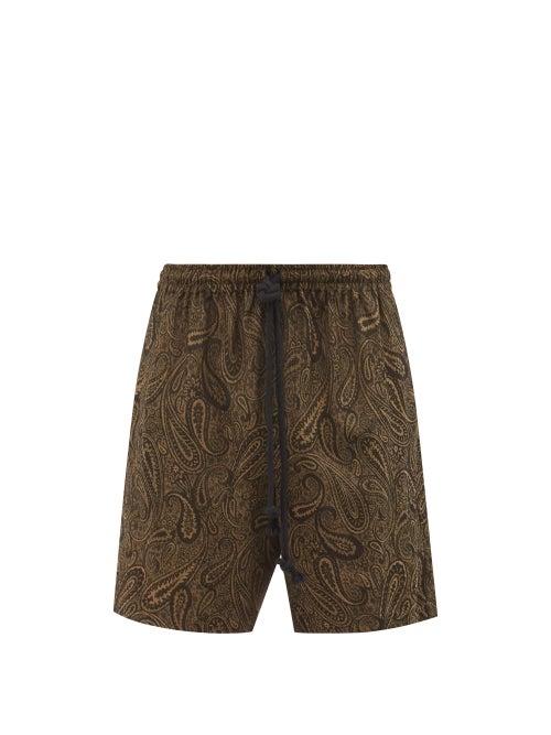 Commas - Paisley-jacquard Wool Shorts - Mens - Brown Print