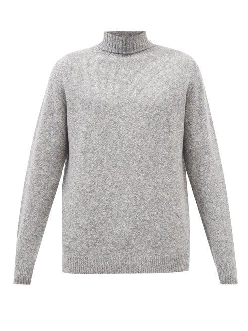 Sunspel - Roll-neck Lambswool Sweater - Mens - Grey