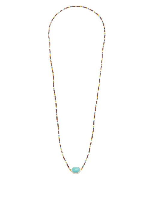 Matchesfashion.com Luis Morais - Turquoise & Onyx 14kt Gold-plated Necklace - Mens - Gold Multi