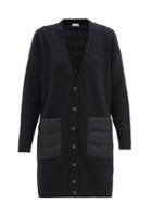 Matchesfashion.com Moncler - Longline Down Quilted-panel And Wool Cardigan - Womens - Navy