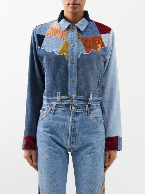 Re/done - X Levi's Patchwork Denim Jacket - Womens - Blue Multi