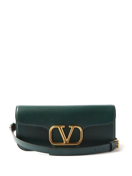 Valentino Garavani - V-logo Leather Cross-body Bag - Mens - Dark Green