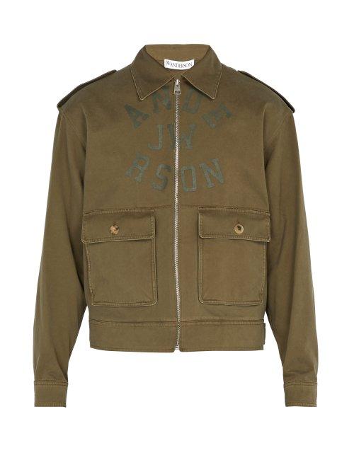 Matchesfashion.com Jw Anderson - Printed Logo Cotton Jacket - Mens - Khaki
