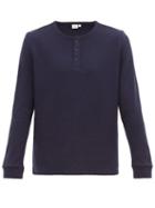 Matchesfashion.com Onia - Miles Cotton-blend Waffle-piqu Henley Top - Mens - Navy