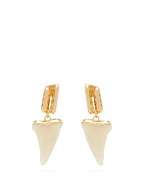 Matchesfashion.com Chlo - Shark Tooth Charm Drop Earrings - Womens - White