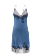Ladies Lingerie Carine Gilson - V-neck Lace-trimmed Silk Slip Dress - Womens - Blue