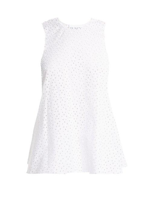 Matchesfashion.com Raey - Broderie Anglaise Fishtail Top - Womens - White