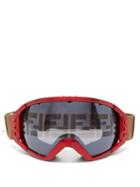 Matchesfashion.com Fendi - Spike Stud And Ff Jacquard Strap Ski Goggles - Womens - Red