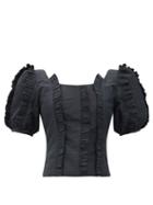 Matchesfashion.com Shrimps - Elizabeth Ruffled Taffeta Blouse - Womens - Black