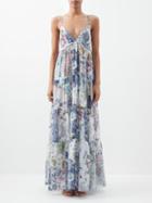 Etro - Orion-print Cotton-blend Voile Maxi Dress - Womens - Blue Print
