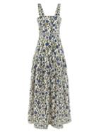 Agua By Agua Bendita - Avellana Floral-print Linen Maxi Dress - Womens - Blue Print