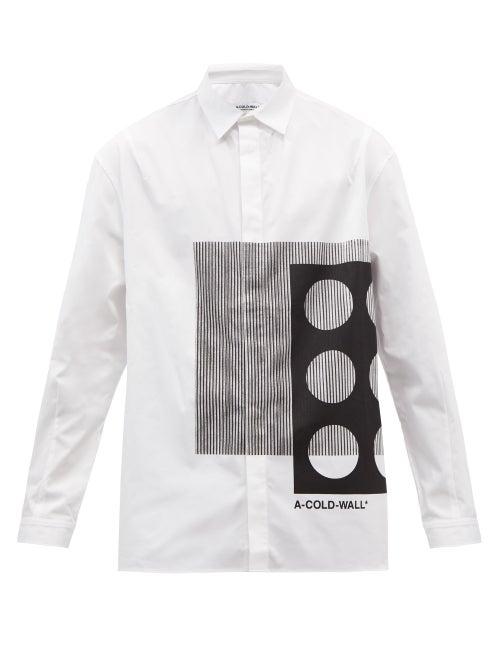 A-cold-wall* - Projection Abstract-print Cotton-poplin Shirt - Mens - White