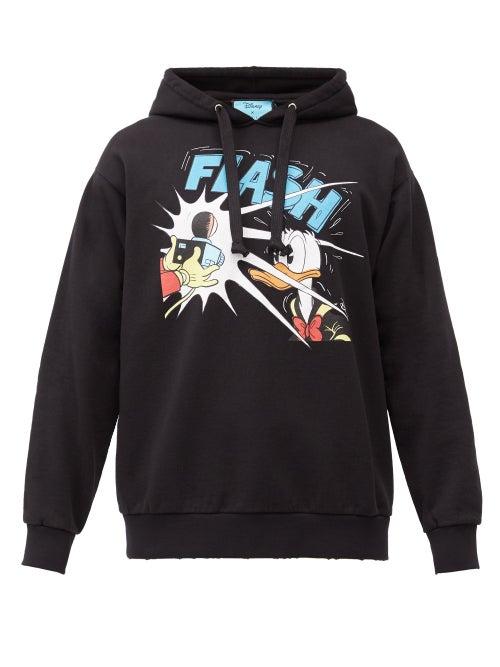 Matchesfashion.com Gucci - Flash Donald Duck Cotton-jersey Hooded Sweatshirt - Mens - Black