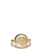 Matchesfashion.com Katerina Makriyianni - Evil Eye Mother-of-pearl & Gold-plated Ring - Womens - White