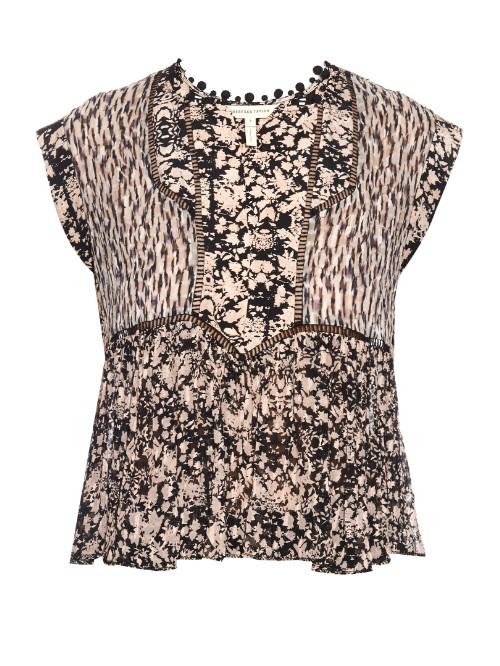 Rebecca Taylor Floral-print Silk-crepe Top