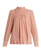 Isabel Marant Maeva High-neck Embroidered Silk Blouse