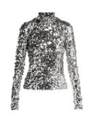 Matchesfashion.com Mm6 Maison Margiela - Sequined Mesh Top - Womens - Silver