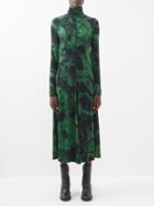 Proenza Schouler White Label - Marble-print Jersey Roll-neck Dress - Womens - Green Black