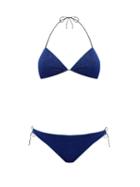 Matchesfashion.com Osree - Lumire Metallic Triangle Bikini - Womens - Blue
