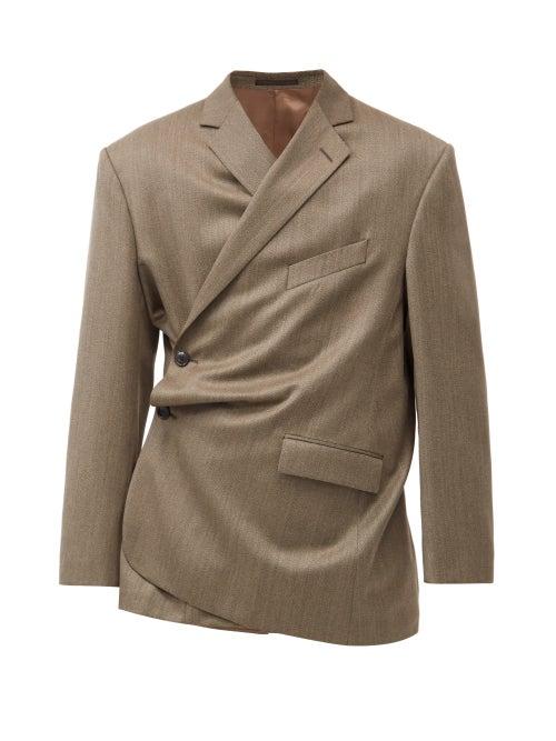 Matchesfashion.com Martine Rose - Twist-front Virgin Wool Blazer - Mens - Brown