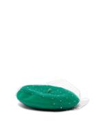 Matchesfashion.com Benot Missolin - Swarovski Crystal Embellished Wool Beret - Womens - Green