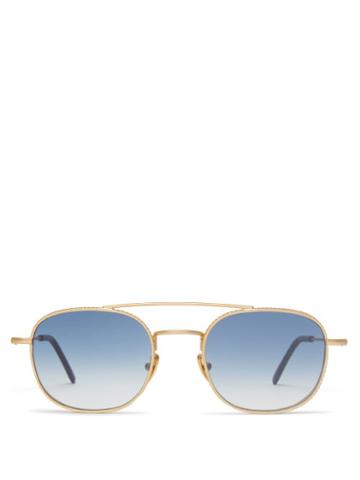 Matchesfashion.com L.g.r Sunglasses - Alagi Double-bridge Metal Sunglasses - Mens - Blue Gold