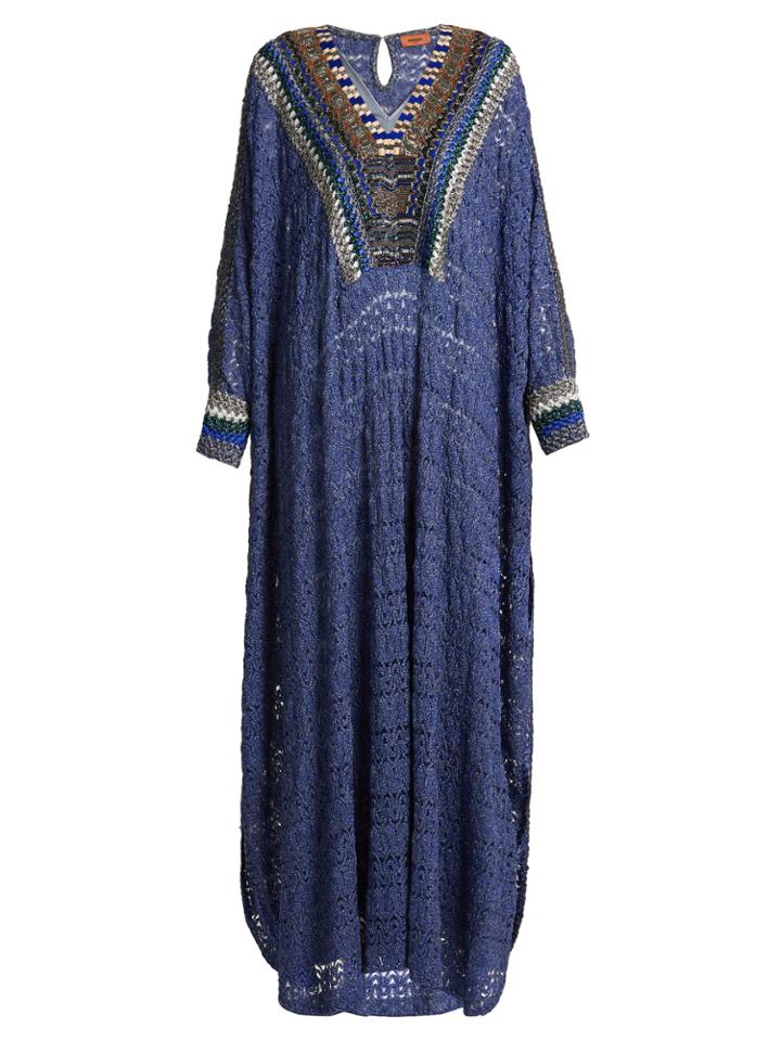 Missoni Embellished-neckline Metallic-knit Kaftan