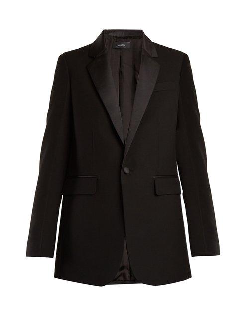 Matchesfashion.com Joseph - Jan Single Breasted Contrast Trim Wool Blazer - Womens - Black