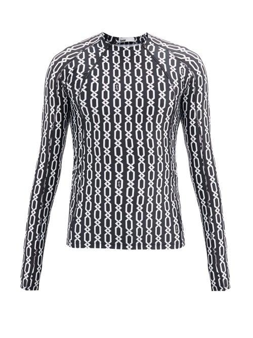 Matchesfashion.com Gmbh - Chain-print Jersey Long-sleeved T-shirt - Mens - Black White