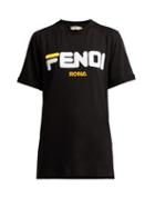 Matchesfashion.com Fendi - Mania Logo Print Cotton T Shirt - Womens - Black Multi