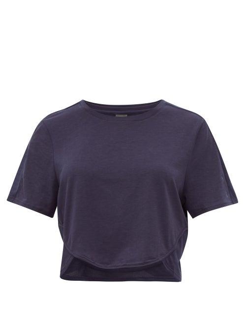 Matchesfashion.com The Upside - Sofia Technical Jersey Cropped T Shirt - Womens - Navy