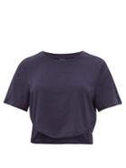 Matchesfashion.com The Upside - Sofia Technical Jersey Cropped T Shirt - Womens - Navy