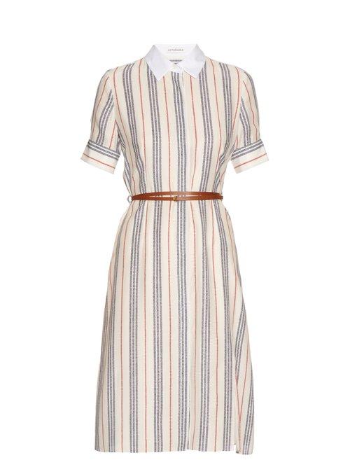 Matchesfashion.com Altuzarra - Kieran Striped Crepe De Chine Shirtdress - Womens - Red Stripe
