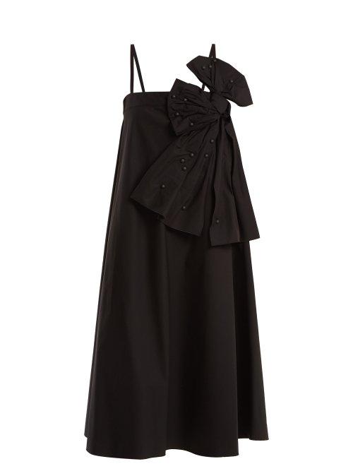 Matchesfashion.com Redvalentino - Bow Detail Stretch Cotton Dress - Womens - Black