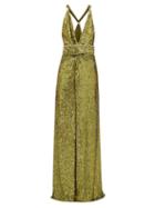 Matchesfashion.com Dundas - Side-slit Crystal-embellished Sequinned Dress - Womens - Green