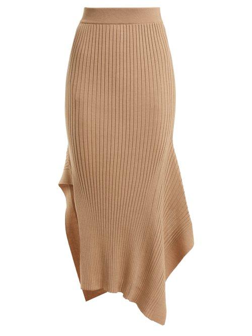 Matchesfashion.com Stella Mccartney - Asymmetric Ribbed Knit Skirt - Womens - Beige