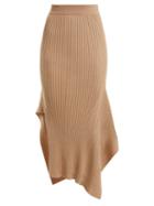 Matchesfashion.com Stella Mccartney - Asymmetric Ribbed Knit Skirt - Womens - Beige