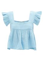 Anaak - Cassi Ruffled-strap Cotton Top - Womens - Blue
