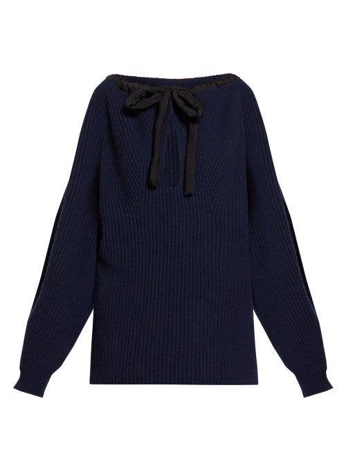 Matchesfashion.com Stella Mccartney - Tie Neck Sweater - Womens - Navy